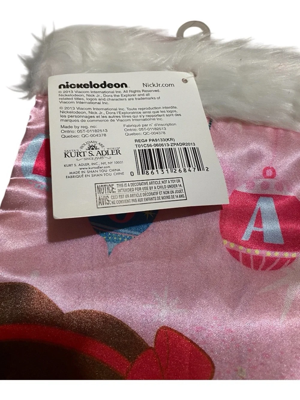 Nickelodeon Kurt S Adler Dora the Explorer 16” Christmas Stocking 2013